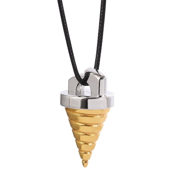 Gurren Lagann Drill Pendant Necklace, Anime Cosplay Jewelry for Men, Leather Chain with Drill Charm, Fan Gift for Him (1 x Necklace)