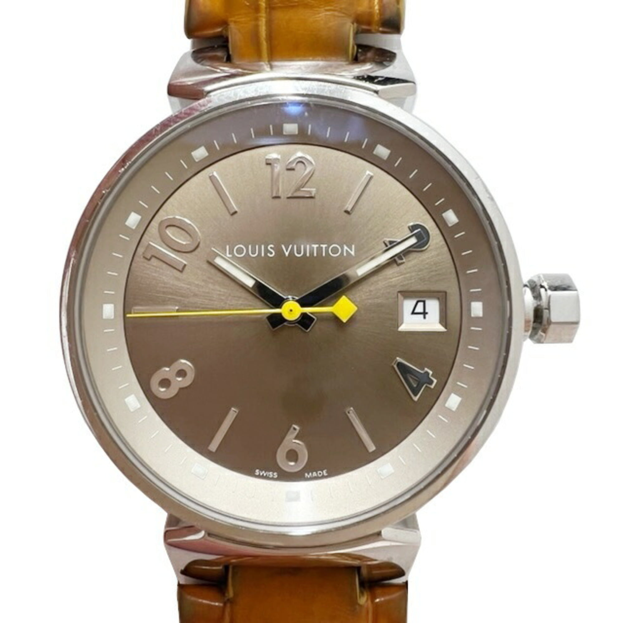 Pre-owned Louis Vuitton Tambour Quartz Brown Dial Ladies Watch Q1312