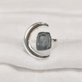 thumbnail image 3 of Natural Blue Apatite Ring, Rough Apatite Ring, Crescent Moon Adjustable Ring, 925 Sterling Silver, Womens Ring, Christmas, Thanksgiving, Handmade, Statement Jewelry, Rough Gemstone Jewelry, 3 of 5