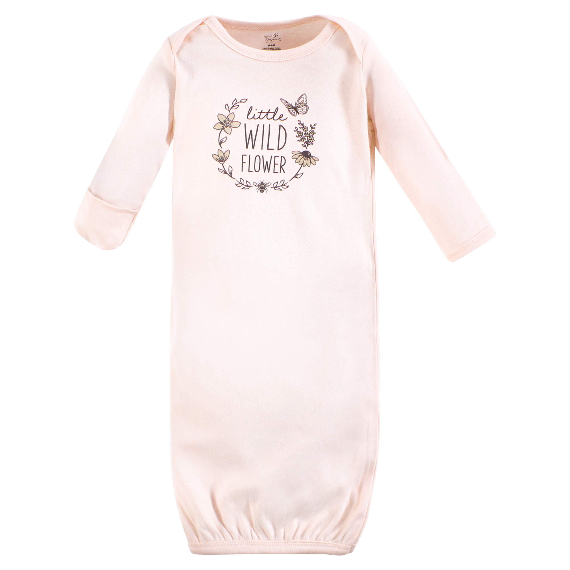 Touched by Nature Baby Girls Organic Cotton Gowns, Soft Wildflower, 0-6 Months