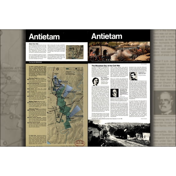 24"x36" Gallery Poster, map of Antietam national battle field site 1948