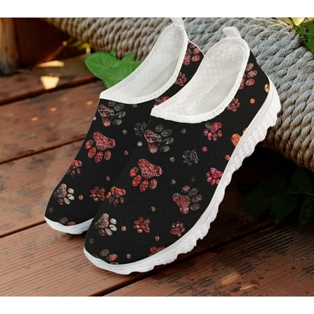 

Mesh Ladies Loafers Women Casual Shoes Color Dog Paw Pattern Print Summer Breathable Woman Flats Female Slip On Sneakers