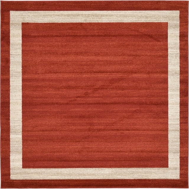 Unique Loom Del Mar Collection Contemporary Transitional Square Rug, 8', Terracotta/Ivory