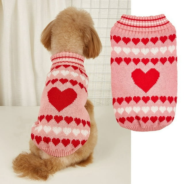 Dogs Sweaters Valentines Day Small Dog Cat Sweaters Red Heart Pet