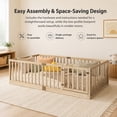 thumbnail image 6 of Miniyam Wooden Twin Size Floor Bed for Kids with Door, High Safety Fence, Natural, 6 of 7