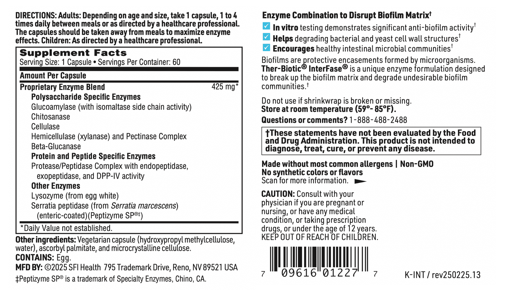 Klaire Labs Interfase - Multi-Enzyme Blend for GI Detoxification, Dairy-Free Formula (60 Vegetarian Capsules)