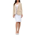thumbnail image 2 of INSPIRE CHIC Women's Blazer Notched Lapel Long Sleeve Single Breasted Work Suit Jackets M Beige, 2 of 6