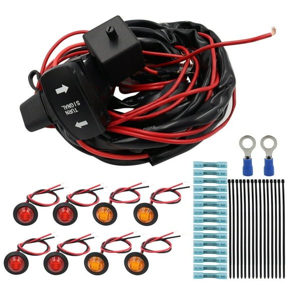 LULULION Universal Rocker Turn Signal Kit for Car Simple Wiring Pre-Installed Accessories