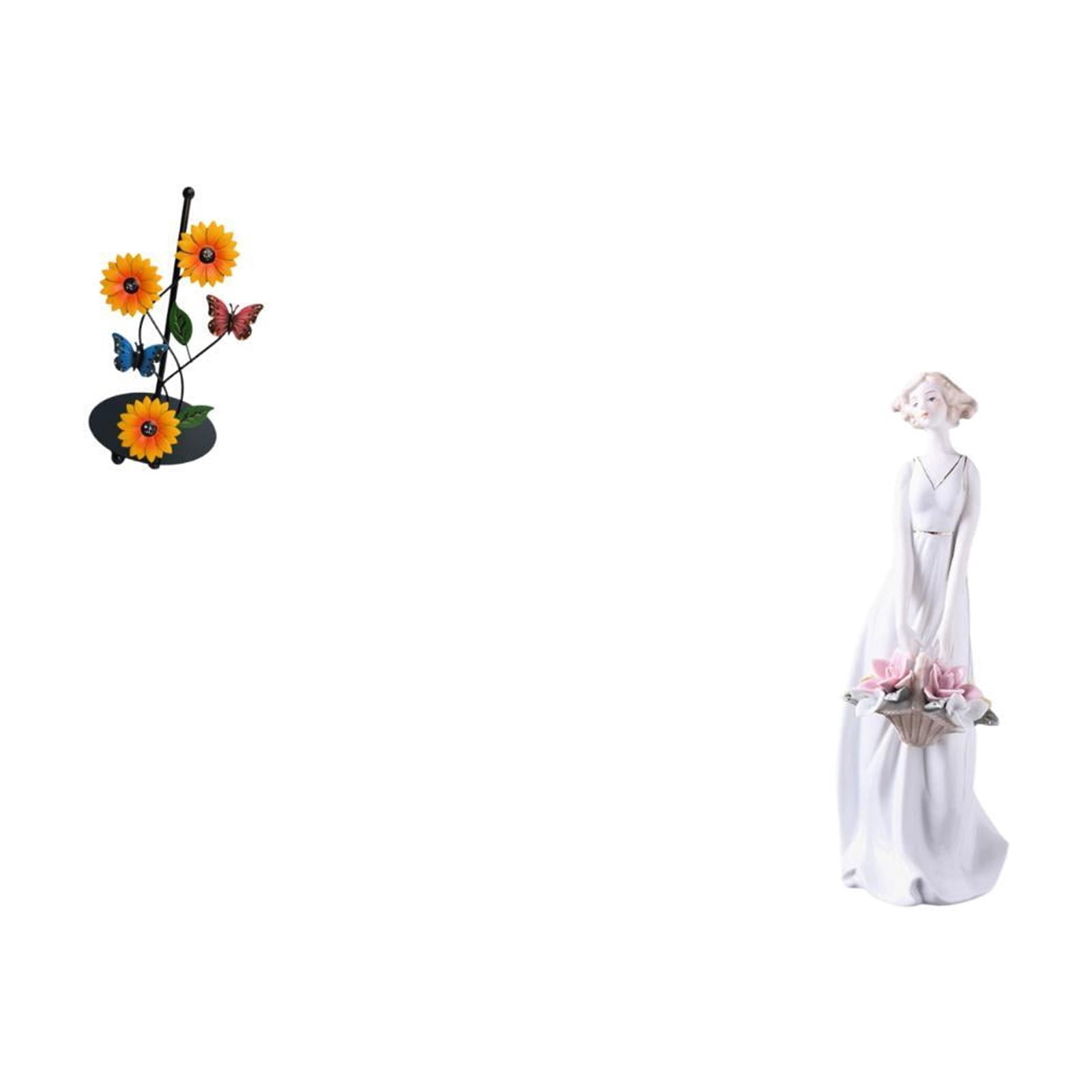 Fiocias Ceramic Paper Towel Holder with Porcelain Girl Figurine Modern Nordic Lady Statue Tissue Dispenser for Home Shelf Desk Cabinet Decoration