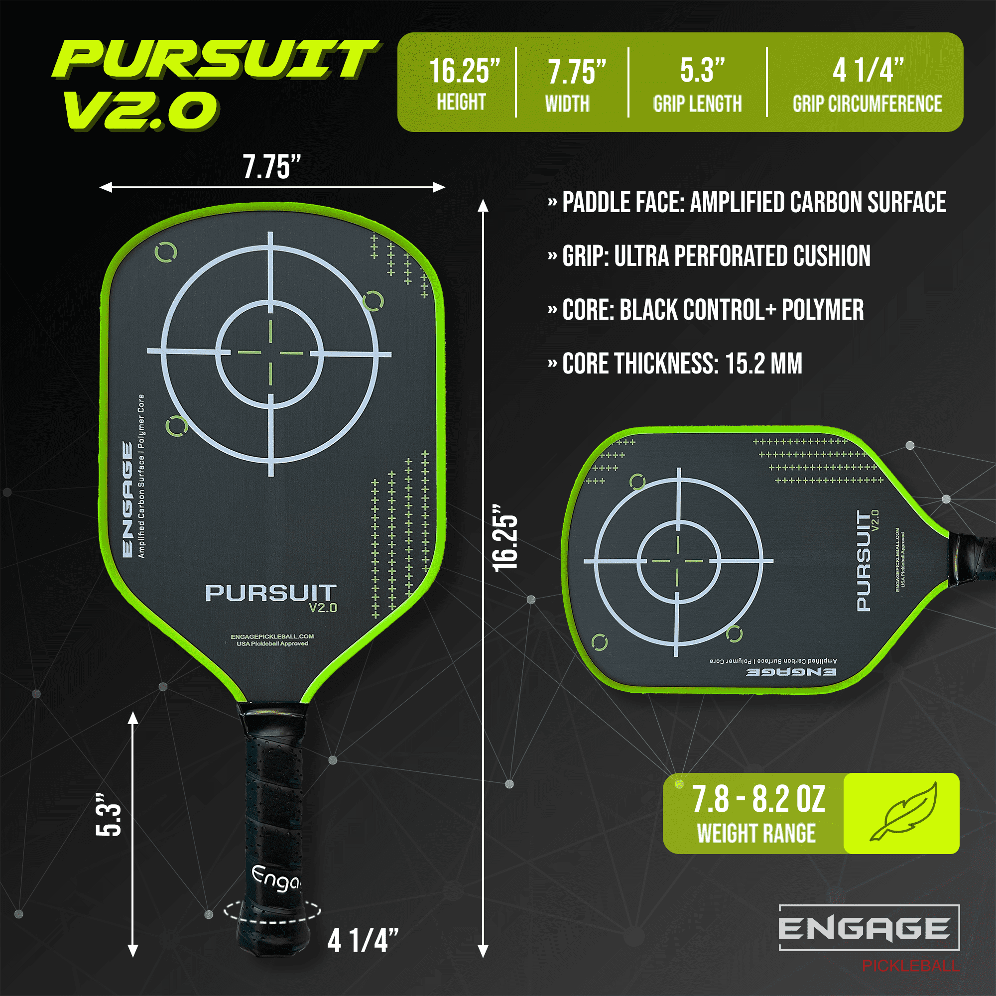 Engage Pursuit V2.0 15.2mm Pickleball Paddle
