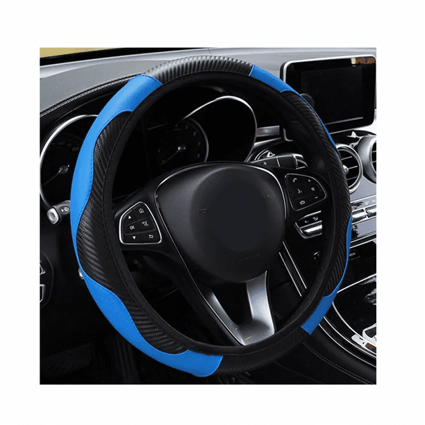 Funda Volante Fibra De Carbono 38cm - Antideslizante Y Transpirable Para Coche, Camión (Negro, Rojo, Azul, Rosa, Café)