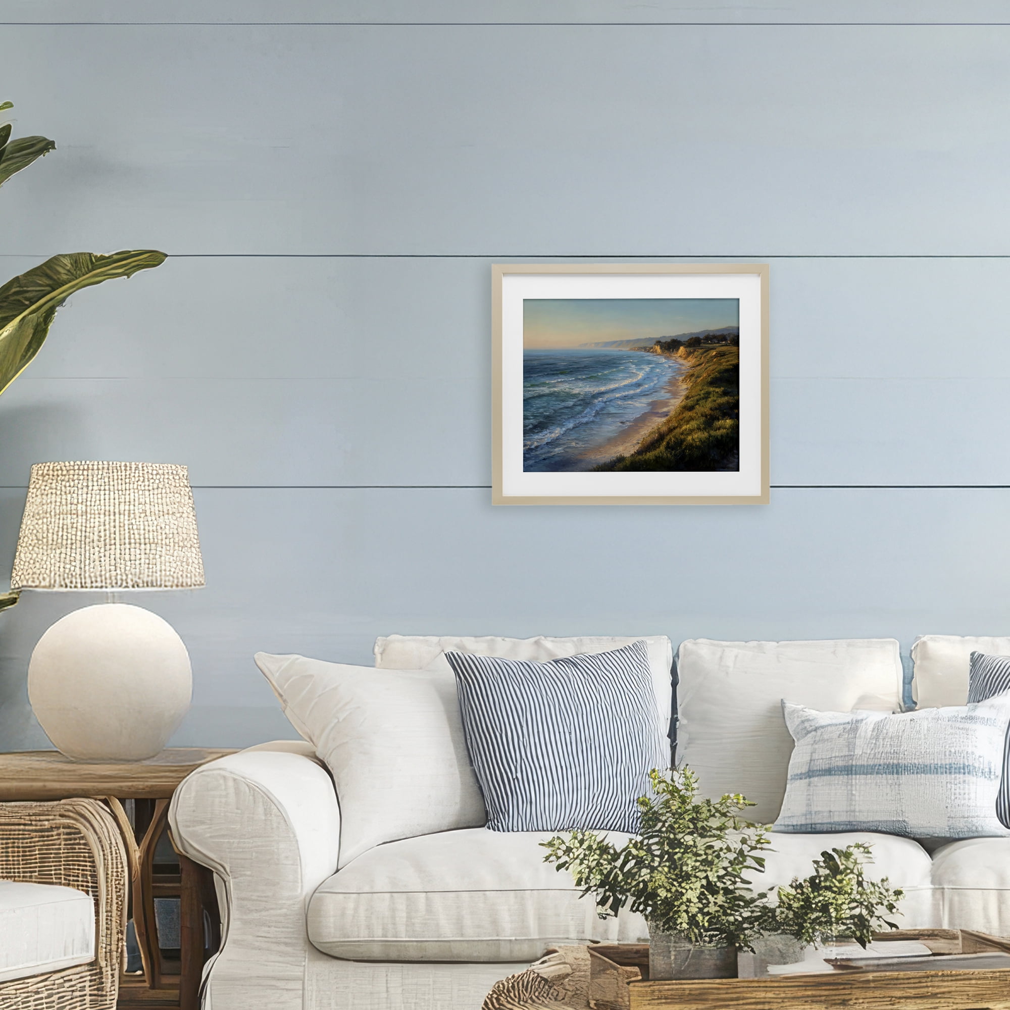 Stupell Industries Rounded Coastline View Birch Framed Print Under Glass, design by Franklyn Gregory