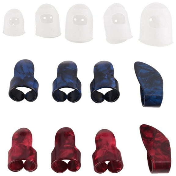 Guitar Kit Includes 8 Pieces Guitar Thumb and Finger Picks (Metal and Blue Celluloid), 5 Pieces Clear Guitar Finger Protectors,as shown