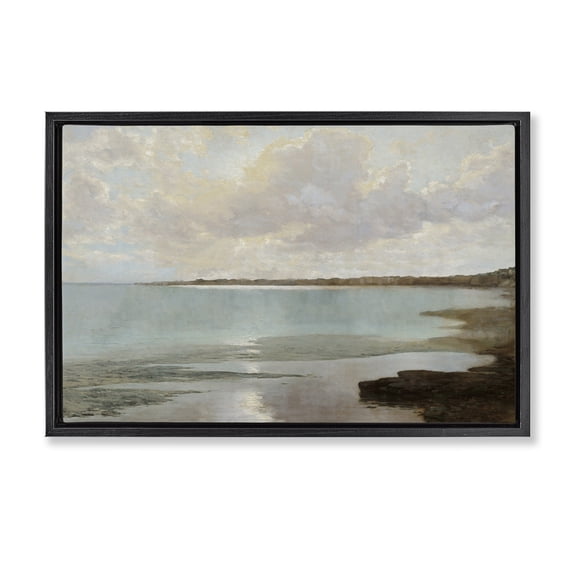 Stupell Industries Traditional At The Shore Horizon Black Floating Frame Canvas Art, 25 x 17, by Christy McKee