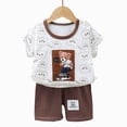 thumbnail image 3 of Baby Boy Clothes Short Sleeve Contrast Color Sweatshirt Toddler Boy Spring Summer Party Pants Set, 3 of 6