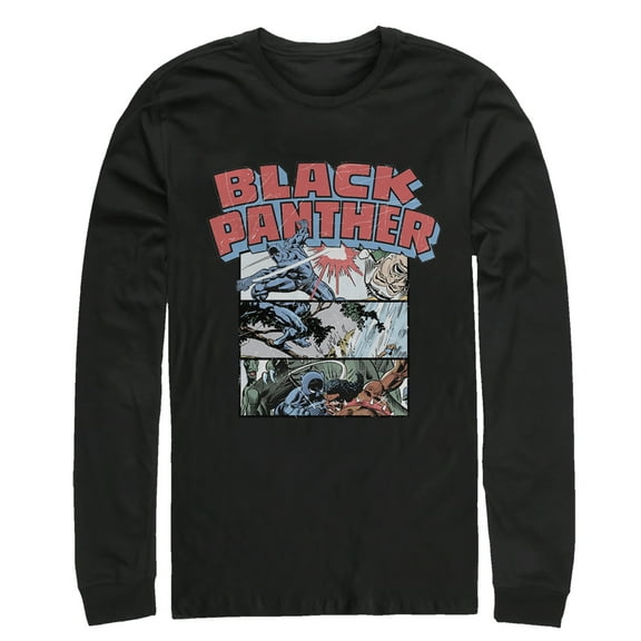 Men's Marvel Black Panther Panels Long Sleeve Shirt Black 2X Large