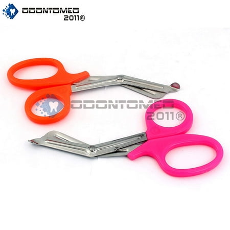 Pink Ems Shears Odontomed2011® New Premium Grade 2 Pcs ( Orange & Pink ) Paramedic Utility Bandage Trauma Emt Ems Shears Scissors 5.5 Inch Stainless Steel, Quality Shears ()