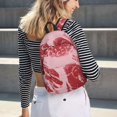 thumbnail image 6 of Picia Striped Meat Printed Canvas Daypack - Stylish and Durable Vintage Compact Backpack - Class, Work, Travel, or Laptop Bookbag,Organized Compartments-Medium, 6 of 6