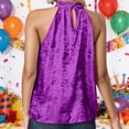 thumbnail image 4 of DHFJKG Womens Summer Sleeveless Tank Top Metallic Halter High Neck Loose Fit Blouse Daily Wear Solid Color Soft Stylish Tops, 4 of 7