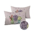 thumbnail image 2 of Spring Watercolor Blossom Flower Outdoor Pillow Covers Set of 2,Decorative Waterproof Throw Pillow Case,Purple Checker Lattice on Linen Cotton Linen Soft Cozy Cushion Pillowcases, 2 of 7