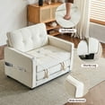 thumbnail image 5 of Capri 38.97”W Oversized Single Sofa Chair with Backrest, Multifunctional Sleeper Chair, Convertible Sofa Bed, Chenille Modern Accent Chair, Reading Armchair for Living Room Bedroom Study, White, 5 of 9