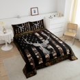 thumbnail image 3 of American Flag Queen Comforter Set, Brown Grey Camouflage Antlers and Leaves Bedding for Teens Adults,Camo Hunting Deer Wild Animal Bedding Comforter Sets Stars and Stripes Quilt,Farmhouse Style, 3 of 6