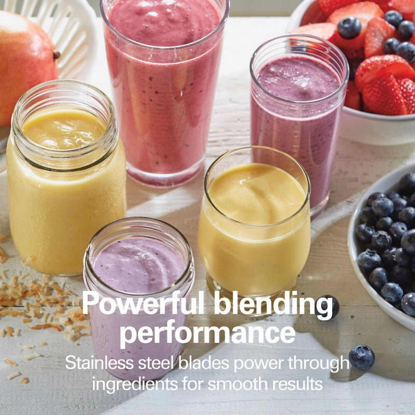 One Speed Single-Serve Blender - Portable Personal Smoothie Blender with Travel Lid & Stainless Steel Blades