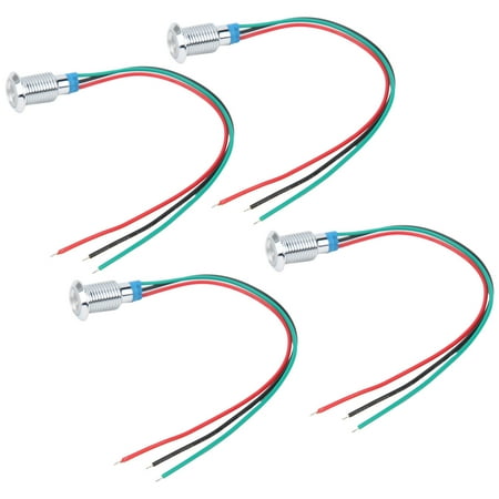 

Indicator Light 2-Color 10mm 110-220V Pre-Wired Round LEDs 4 Sets Waterproof And Dustproof For Automotive Industry Home Use Red And Green