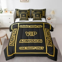 Manfei VIP Admission Twin Bedding Sets 7-Piece for Kids, Black Gold Bedding Comforter Set, One Night Only Reversible Sheet Sets, Ultra Soft Home Decor