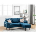 thumbnail image 4 of Mia Linen Fabric Sectional Sofa Chaise with USB Charger & Pillows in Blue, 4 of 6