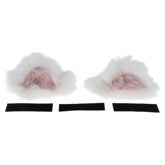 Motorcycle Helmet Accessories Decoration Two-color Cat Ears for Motorcycle Bicycle Skiing Helmets White Pink Plush Sticker 1 Set