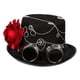 thumbnail image 3 of Sombrero de copa floral steampunk para adultos con gafas, engranaje y cadena decorativa. L, 3 of 9