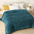 thumbnail image 7 of Exclusivo Mezcla Twin Size Soft Bed Blanket, Warm Fuzzy Luxury Bed Blankets, Decorative Geometry Pattern Plush Throw Blanket for Bed, 90"x66", Teal, 7 of 7