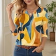 thumbnail image 6 of Ruimatai Women's Casual V Neck Blouses 3/4 Sleeve Pleated Tunic Tops for Summer Daily Work Wear, 6 of 8