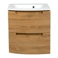 thumbnail image 3 of Modern Wall-Mount Bathroom Vanity with Washbasin | Delux Teak Natural Collection | Non-Toxic Fire-Resistant MDF-40"-Simple Collection 32", 3 of 5