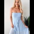 thumbnail image 4 of Vestido de Verano para Mujer, Estilo Bohemio, Informal, con Espalda Descubierta, Bandeau, Volantes y , para Playa Azul S, 4 of 10