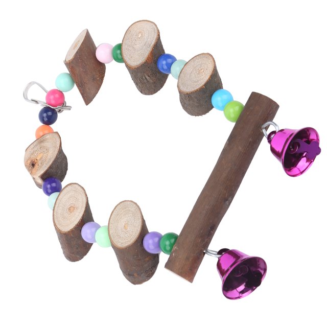 Juguete de columpio para loros, juguete de columpio para loros, juguete de madera para columpios para loros, columpios para pájaros, juguete con campanas colgantes de alta capacidad
