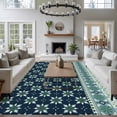 thumbnail image 3 of Dark Blue Flowers Area Rugs 6'x9', Washable Small Throw Rugs for Kitchen Dining room, Vintage Rustic Abstract Floral Aesthetic Indoor Outdoor Rug Non-Slip Low Pile Carpet Runner Reversible Floor Mats, 3 of 8