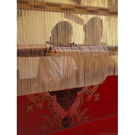 Women Knotting Berber Carpet on Loom, Morocco Print Wall Art By John & Lisa