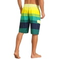 thumbnail image 3 of INSPIRE CHIC Men's Colorblock Striped Adjustable Drawstring Vacation Surfing Board Shorts 38 Green, 3 of 4