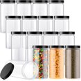 thumbnail image 1 of 16 Pcs Plastic Jars with Lids 30 oz Bottles Containers Plastic Mason Jars Canisters Cylinders Storage Kitchen and Household Organization Cup for Dry Goods, Spice, Honey(Black), 1 of 6