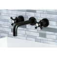thumbnail image 3 of Kingston Brass KS8120BX Metropolitan Double-Handle 3-Hole Wall Mount Bathroom Faucet in Matte Black, 3 of 8