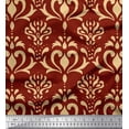 thumbnail image 1 of Soimoi Tissu Popeline de Coton Rouge Imprimé Damas Filigrane au Mètre 56 Pouces de Large, 1 of 3