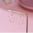 thumbnail image 3 of Solid 925 Sterling Silver 1.8CM Hollow Heart Drop Earrings for Women Teens Sweet Love Dangle Earrings, 3 of 11
