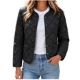 thumbnail image 2 of Short Puffer Jacket Womens Quilted Button Down Collarless Warm Fall Winter Casual Lightweight Windproof Coat with Pockets, 2 of 6