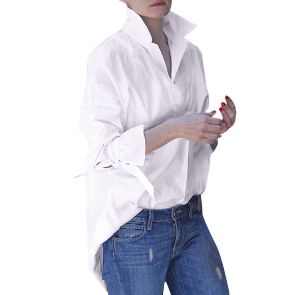 U.Vomade Four Seasons Long Sleeve Tops Women's Casual Shirts Tops Lapel Shirts Fashion Versatile Shirts Solid Color Shirts Loose Tops