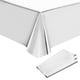 thumbnail image 1 of Uxcell 3 Pack Silver Disposable Plastic Tablecloths 54 Inch x 108 Inch Shiny Table Covers for Birthday Parties, 1 of 7