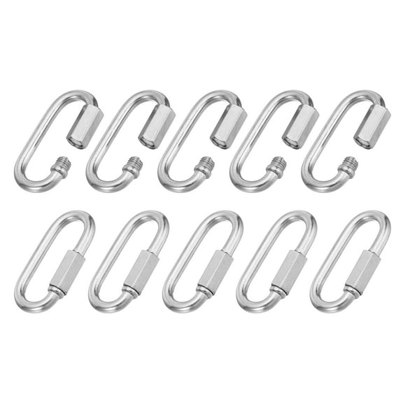 Uxcell 6mm 304 Stainless Steel Chain Quick Links Screw Locking Chain Connector Oval D Ring Hook Clips 882 Lbs 10 Pack