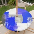 thumbnail image 3 of Navy Blue Grey Oil Painting Round Outdoor Tablecloth with Umbrella Hole Zipper, Abstract Modern Geometric Elastic Fitted Table Cover, Waterproof Table Cloth for Patio Picnic Party Fits 31"-35", 3 of 9
