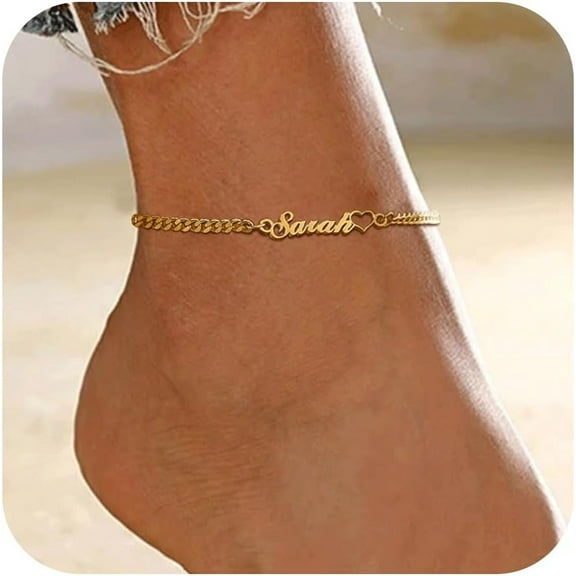 Custom Name Anklets For Women - 18K Gold Plated Summer Waterproof Anklet With Name Dainty Personalized Anklets Beach Jewelry Gift For Daughter Girlfriend Wife[o5707]
